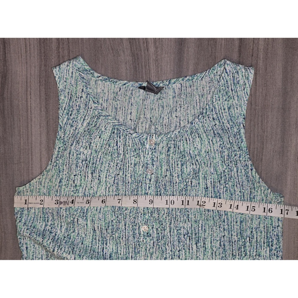 Eddie Bauer Green Blue Abstract Print Quarter Button Tank Artsy Resort Sz S - Picture 8 of 8